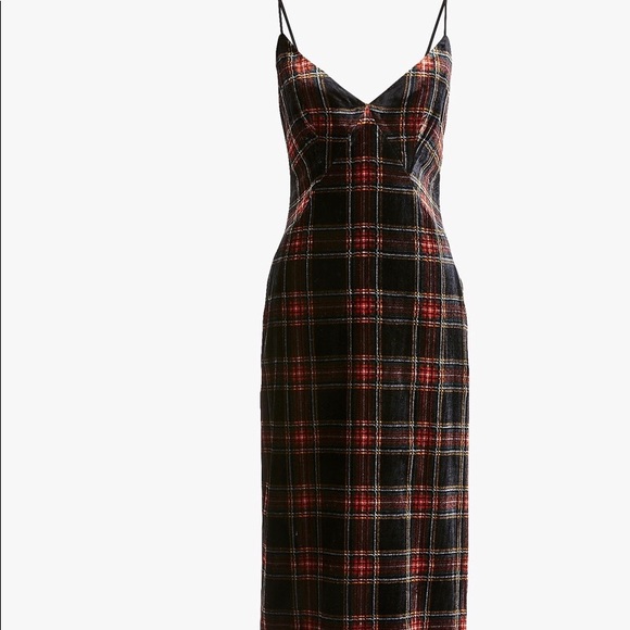 J. Crew Dresses & Skirts - JCrew Spaghetti strap Midi Dress velvet Tartan